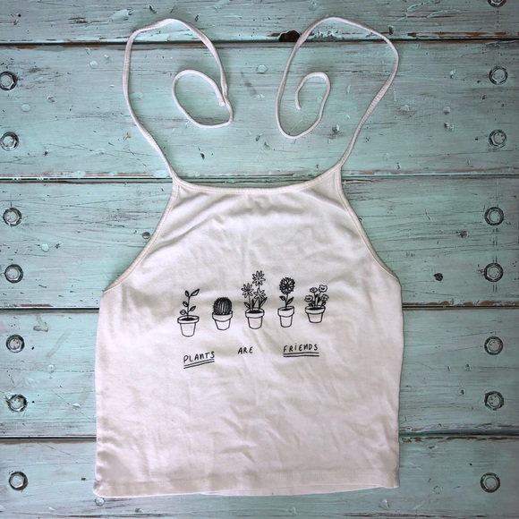 Brandy Melville Tops - Plants are Friends Halter crop top